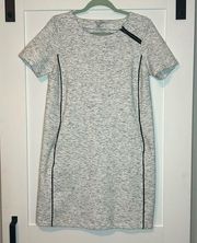 Halogen Gray Black Shift Dress Short Sleeve Pockets Zipper Stretch Women’s Small