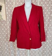 vintage 90s Pendleton red blazer with gold buttons and shoulder pads