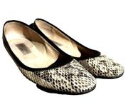 Jimmy Choo Snakeskin Ballet Flats Shoes Slip On Round Toe Leather Cream 6.5