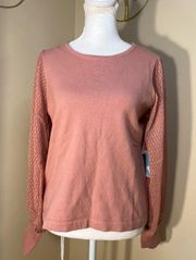 CeCe Chiffon Sleeve Sweater In Antique Rose Small