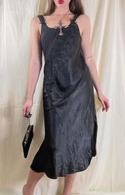 Vintage Gothic Black Embroidered Maxi Dress⚔️♥️