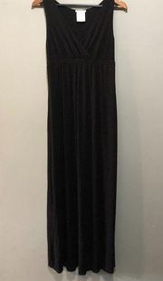 Sleeveless V-Neck Maxi Dress w/ Cinch Waist Black Small