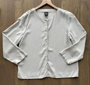 100% Silk Long Sleeve Button Front Top in Oatmeal Cream Size Small