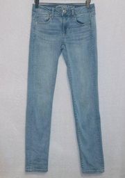 American Eagle  AE Light Wash Denim Super Stretch X Mid Rise Skinny Jeans size 2