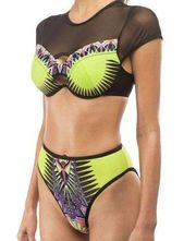 Andrea Iyamah Nagha High Rise Mesh Cap Sleeve Bikini S/M