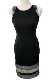 WHBM Black Dress With Gray Tweed Trim Sz 4P
