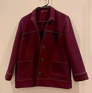 Vintage oversized coatigan blazer shirt jacket maroon purple small
