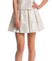 NWT 1. State Sand Metallic Pleated Skirt Medium