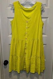 Indigo Rose Lime Green V Neck Sleeveless Button Front Dress size XL