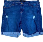 Truth & Theory Distressed Cuffed 5 pocket Knee length denim jeans shorts sz 22W