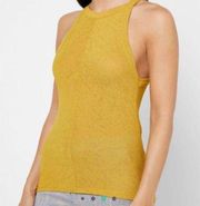 Mango  yellow Dalia halter neck ribbed tank top