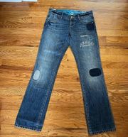 EUC‎ Armani Exchange Bootcut Jeans Women 4 Distressed Streetwear Floral Y2K