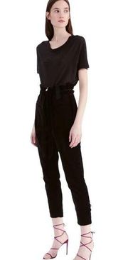 IRO Rome Tie Front High Waist Velvet Pants Size 38 Black