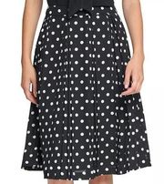 Karl Lagerfeld Paris Dot-Print Polka Dot Pleated Skirt Black White Plus Size 16