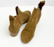 TOPSHOP Tan Leather Suede Slip On Ankle Booties, Size EU40