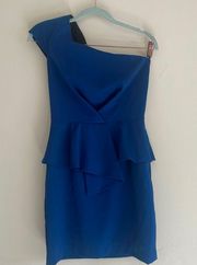 One Shoulder Blue Mini Dress