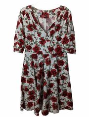 Unique Vintage Fit & Flare Midi Dress Floral Print Retro Pinup NWT Size XL 14