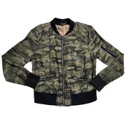 Dear John Women's XS Camouflage Bomber Jacket Full Zip Green Military Gorpcore