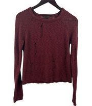 Lucca Couture Burgundy Round Neck Lightweight Sweater Size Small