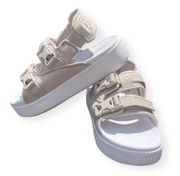 PUMA sport sandals open sneakers with two buckles chunky platform beige Sz US 7