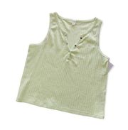 BP Nordstrom Textured Henley Crop Tank Top Green Limecream 2X