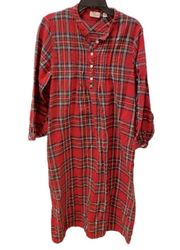 Scotch Plaid Flannel Nightgown Red Cottagecore Granny M Petite