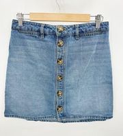 Harper Heritage Light Wash Blue Cotton Button Front Skirt Women's Size Medium M