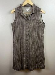 Garnet Hill Linen Shirt Dress Size 6 Brown Minimal Lagenlook Classic Capsule