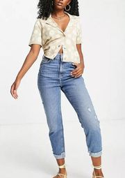 River Island Carrie High Rise Mom Jeans Medium Blue Women's Size  10 US/14R UK