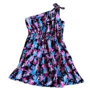 Prettygarden One Shoulder Dress Floral Black Pink Fit Flare Size XXL NWOT