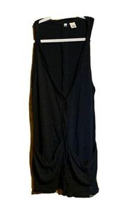 Moth Anthropologie Womens Size Small Black Linen Blend Sleeveless Vest Cardigan