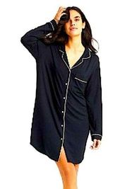 NWT Stars Above Black Beautifully Soft Notch Collar NightGown Size Medium