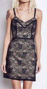 Ali & Jay Desert At Dusk Dress Lace Overlay Lined Large Black Bodycon Mini