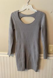 Grey Long Sleeve Body Con Dress