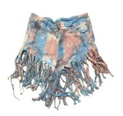 K.I.M by Kim tigers tyedye fringe denim shorts woman’s size medium/large