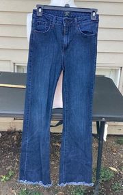 Medium Wash Mid Rise Flare Cut Raw Hem Jeans size 25