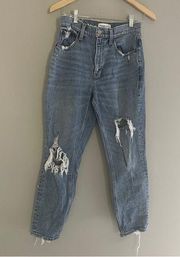 Abercrombie & Fitch Distressed Highest Rise Mom Jeans Size 26 Size 2