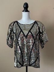 JOSEPH LE BON | Vintage 100% Silk Sequin Top Sz S