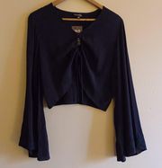 NWT  Black Front Cinch Top