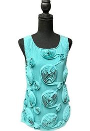 Baraschi Teal Floral Embellished Top - M