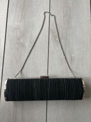 Black Satin Ruched Evening Bag