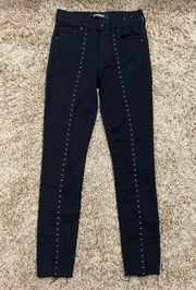 Express Women’s Black High Rise Stretch Studded Ankle Leggings Pants Size 0