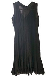 Vintage Sandra Darren black knee length dress Size:8