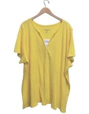 Woman Within  Woman’s 3X Yellow White Waffle Knit Pop Over Plus Size 30/32