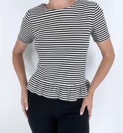 J.Crew Striped Black and White Striped Peplum Top Size XS