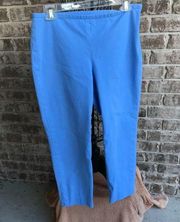 J. McLaughlin Cropped Pants Size 6 Blue Side Zip hook Casual Cotton Span…