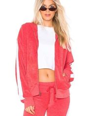 Wildfox Couture Full Zip Terrycloth Hoodie Red Small