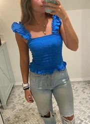 blue tank top