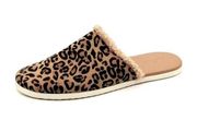 Caslon Slipper Womens Sz 6.5 Leather Cnalise Lea Flat Heel Slide Leopard Print