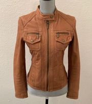 Michael Michael Kors brown leather jacket coat XS SEE PHOTOS RARE HTF